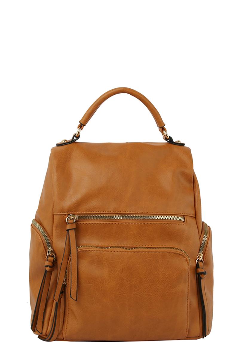 TRENDY SMOOTH ZIPPER HANDLE BACKPACK