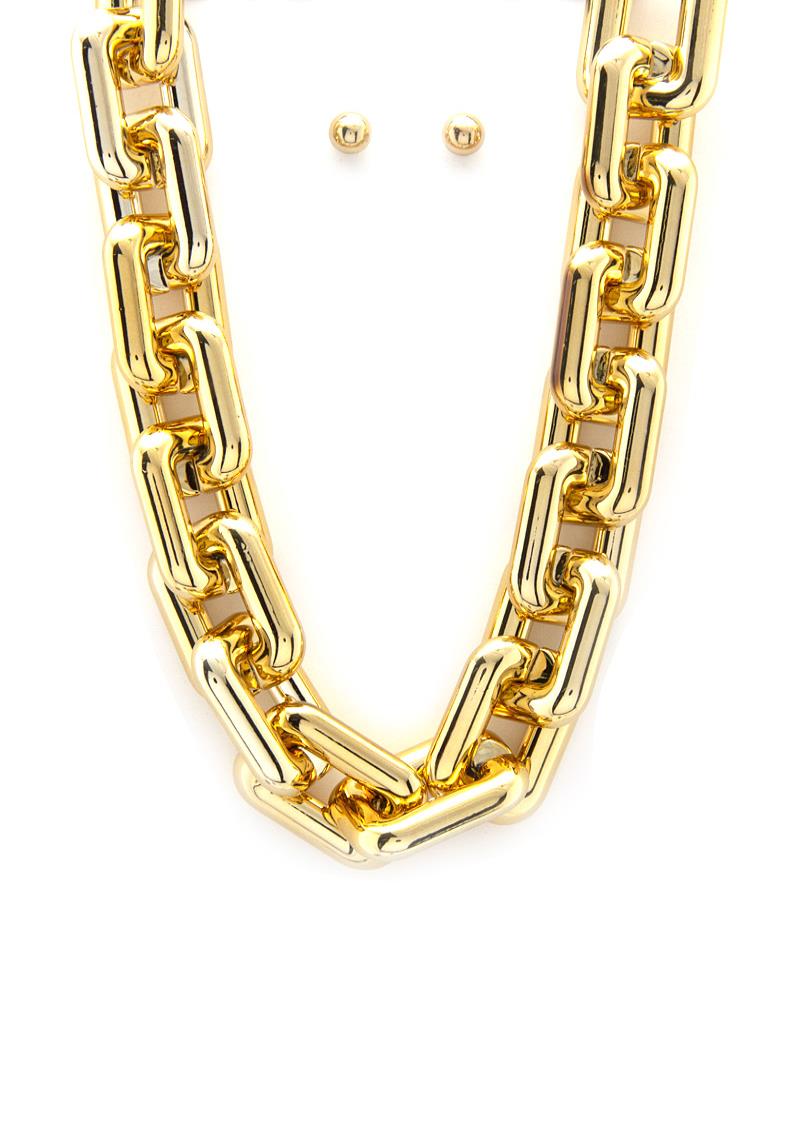 SQUARE LINK CCB METAL NECKLACE