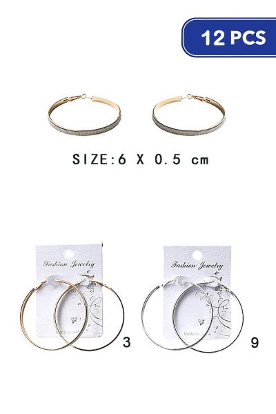 FASHION GLITTER HOOP EARRING (12 UNITS)