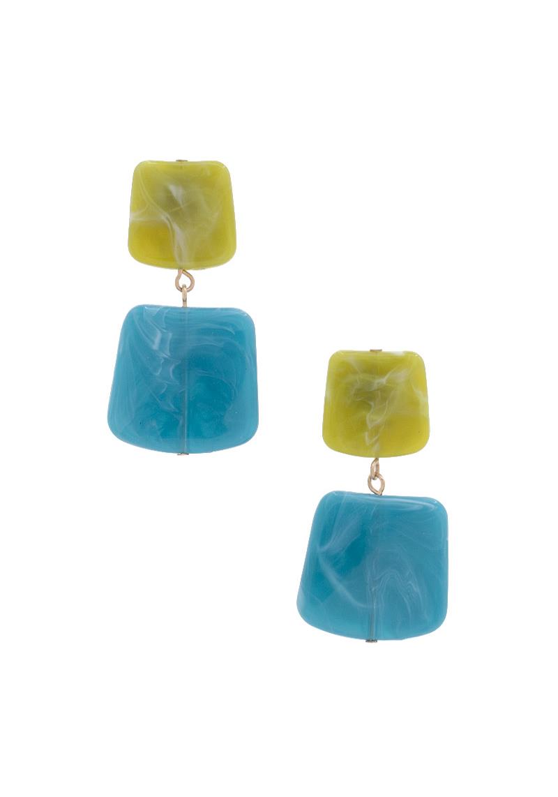 ACETATE RESIN SQUARE DROP EARRING