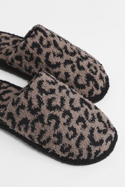 LEOPARD PRINT FAUX FUR HOME GOODS SLIPPER