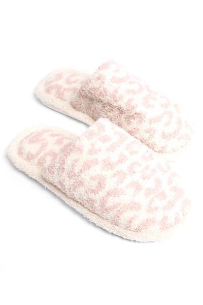 LEOPARD PRINT FAUX FUR HOME GOODS SLIPPER
