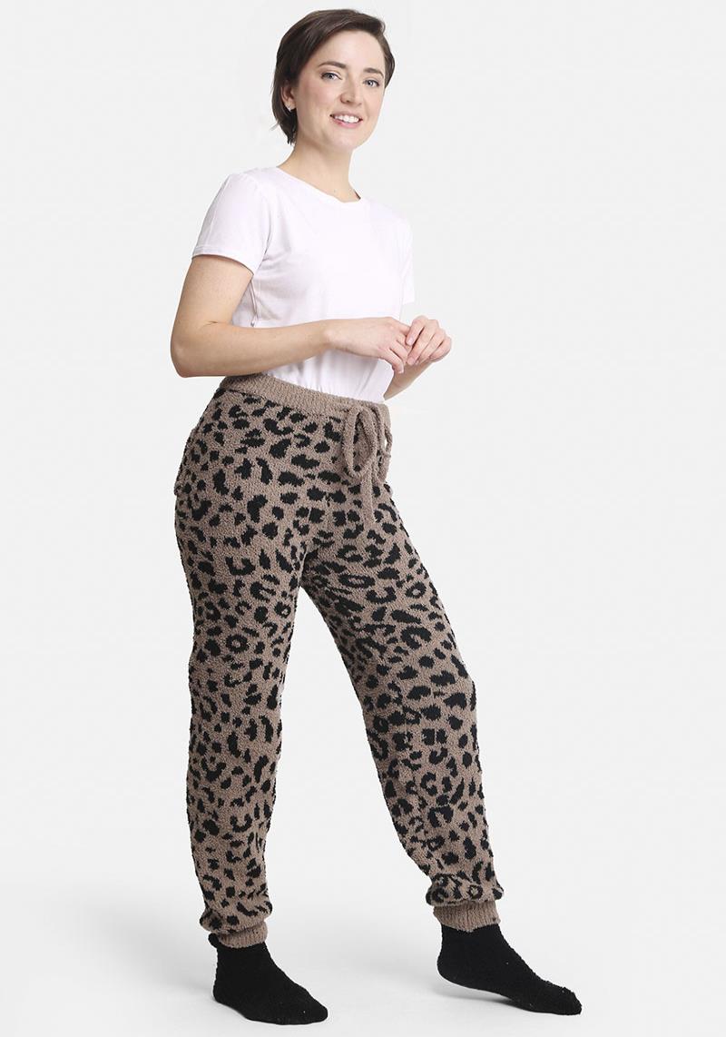 LEOPARD PRINT LUXURY SOFT LOUNGE PANTS W/ BACK POCKET & TIE-KNOT STRING