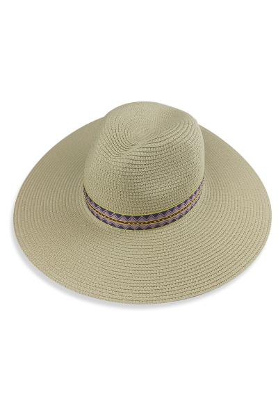STRAW AZTEC STRAP PANAMA SUN HAT