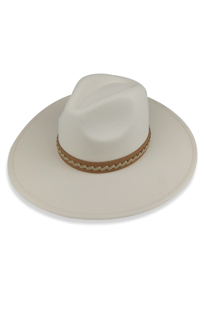 FASHION LEATHER STRAPS FEDORA HAT