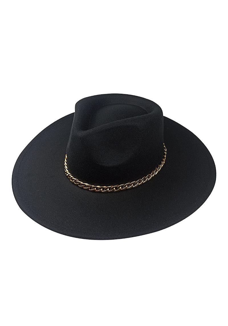 CHAIN LINK SMOOTH PLAIN COLOR FEDORA HAT