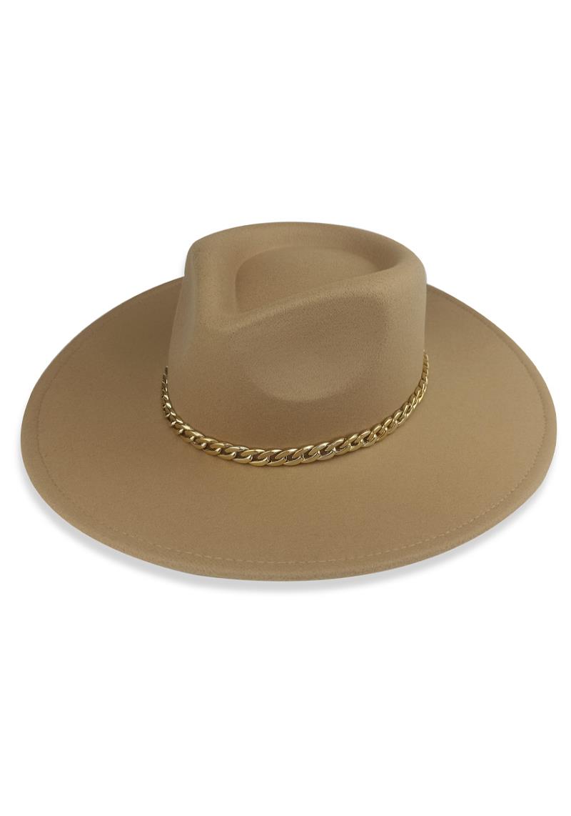 CHAIN LINK SMOOTH PLAIN COLOR FEDORA HAT