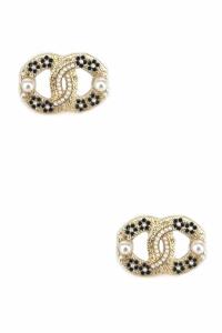 PEARL STONE DOUBLE ROUND STUD EARRING