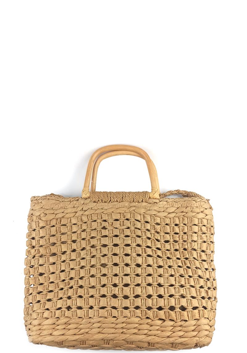 SMOOTH CHIC STRAW DESIGN HANDLE TOTE BAG