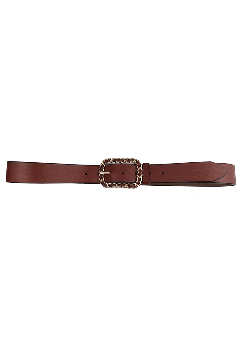 SMOOTH ROUND SQUARE CHAIN LINK PATTERN BUCKLE BELT
