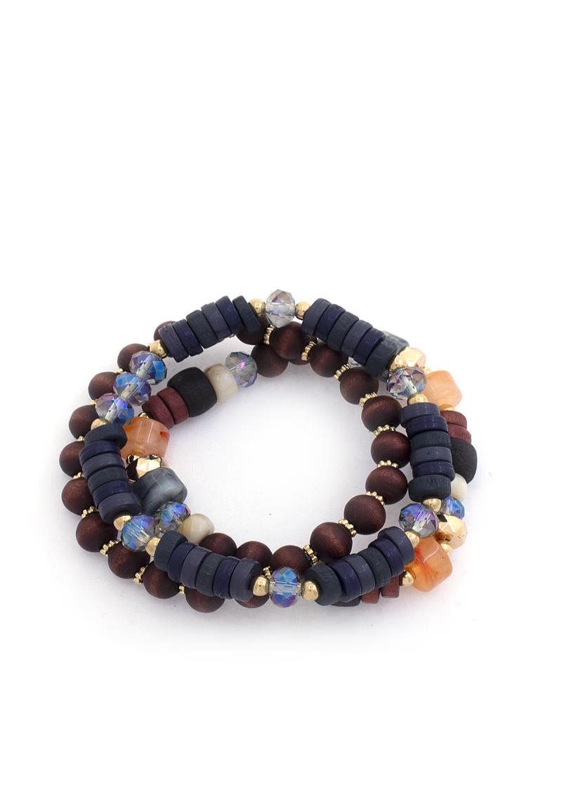 BALL WOOD BEAD BRACELET SET