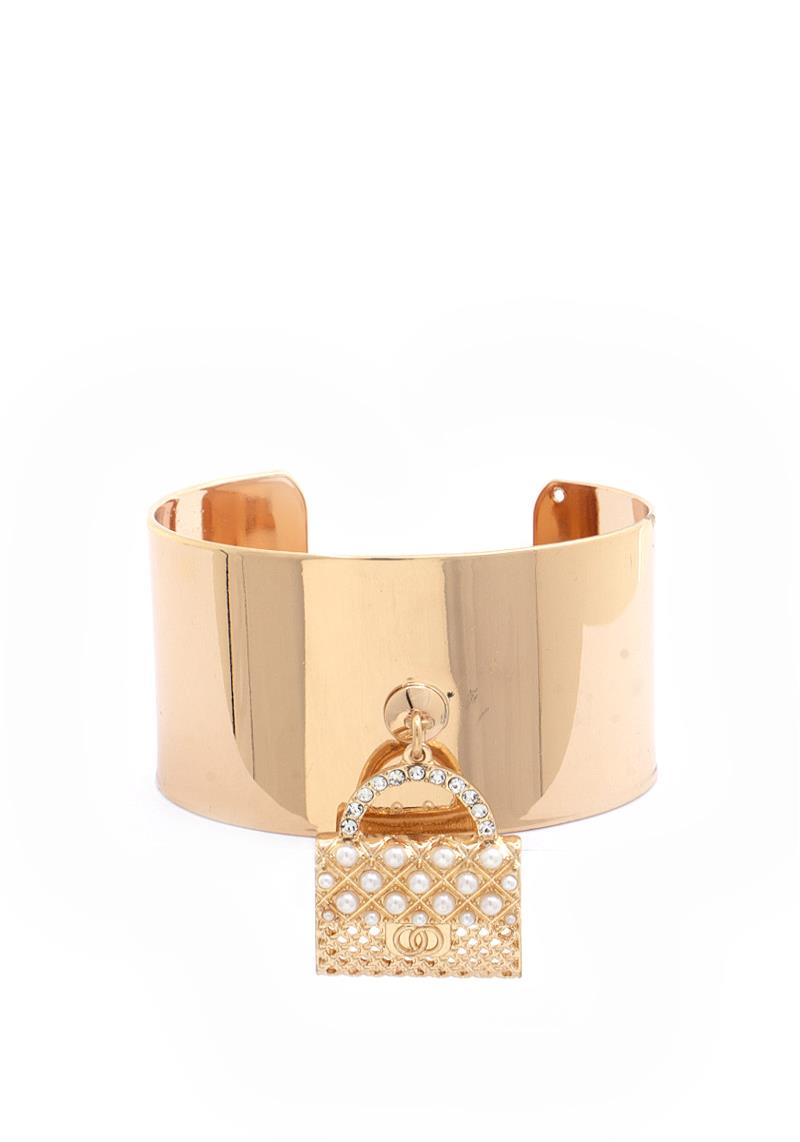 PURSE CHARM METAL CUFF BRACELET