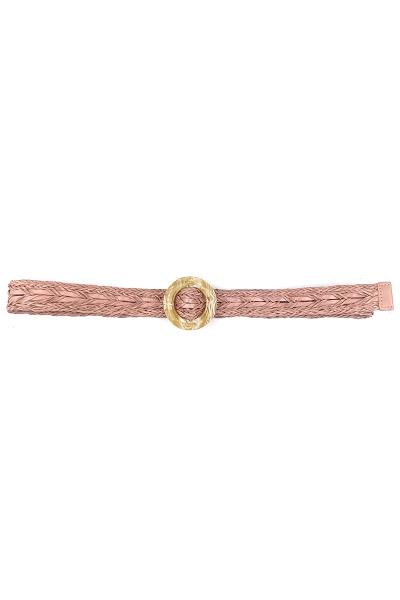 STRAW WEAVE ROUND ACRYLIC BUCKLE  BELT