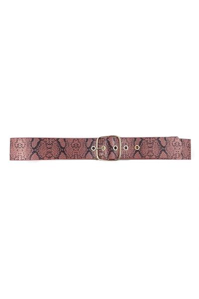 SNAKE SKIN RECTANGLE BUCKLE BELT