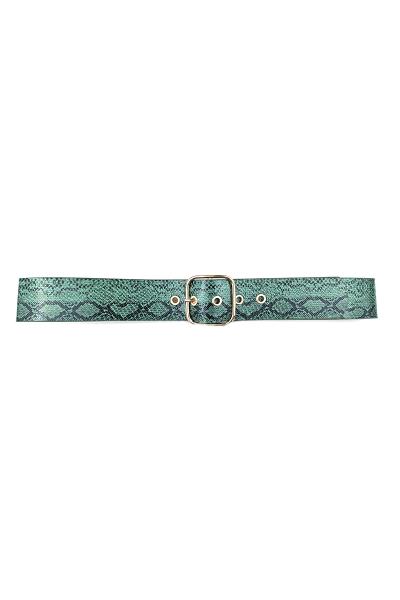 SNAKE SKIN RECTANGLE BUCKLE BELT