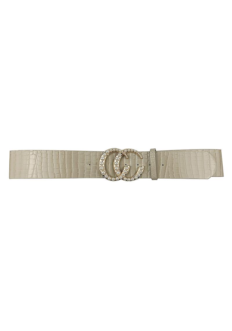 FASHION SNAKE SKIN PEARL METAL BELT