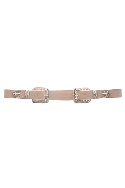 FASHION DOUBLE SQUARE BUCKLE SIDED BELT