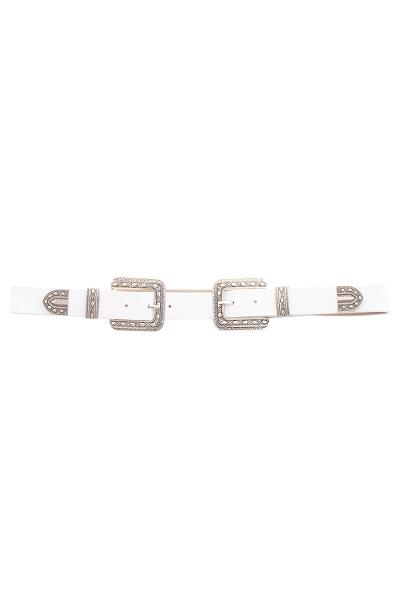 FASHION DOUBLE SQUARE BUCKLE SIDED BELT