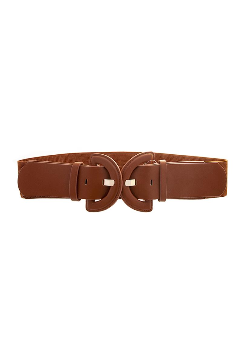 SMOOTH PLAIN CURVED X DESIGN DOUBLE BUCKLE BELT