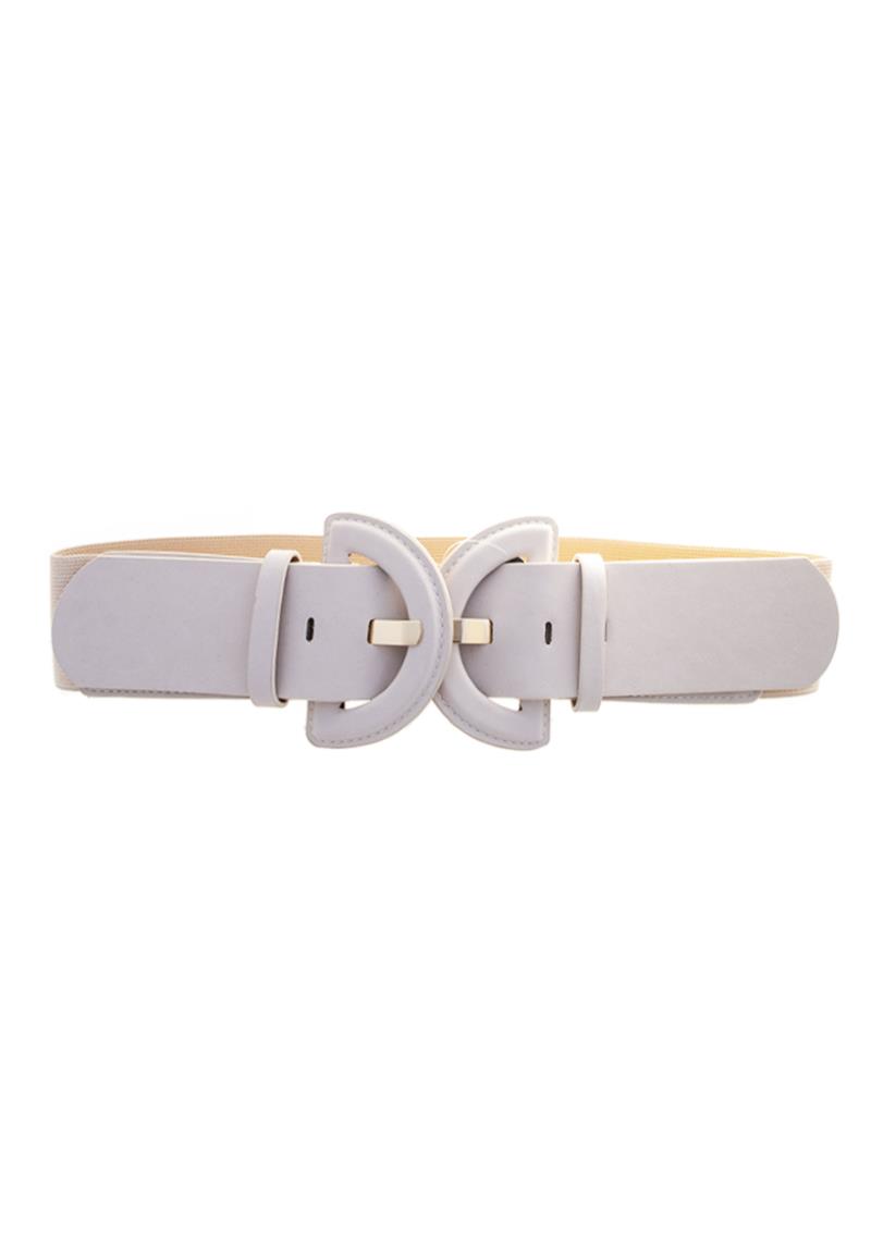 SMOOTH PLAIN CURVED X DESIGN DOUBLE BUCKLE BELT