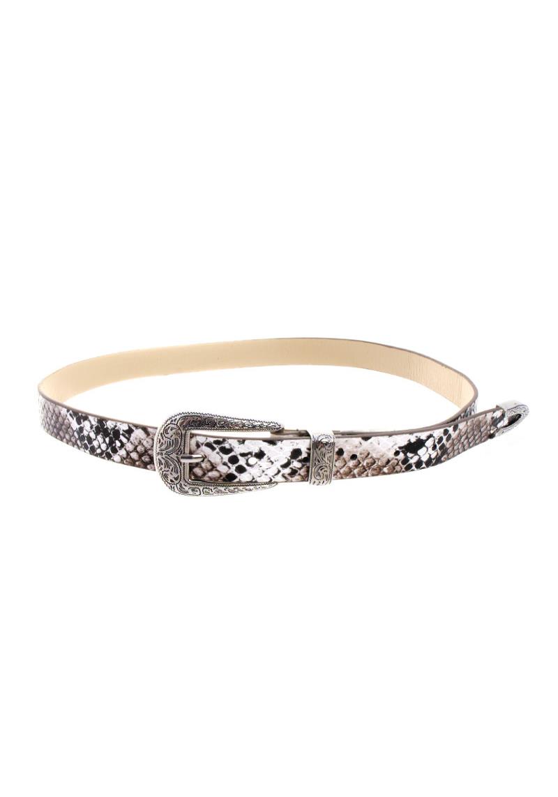 SNAKE SKIN ANTIQUE METAL BUCKLE BELT