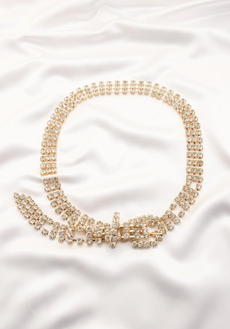 BUCKLE RHINESTONE CHAIN BELT