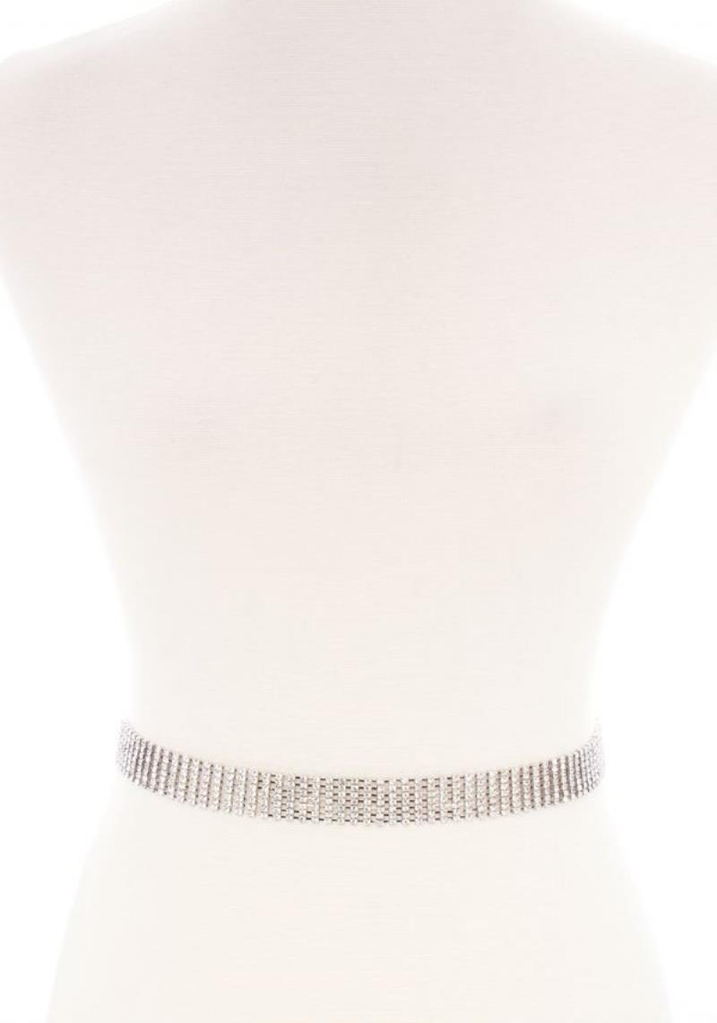 7 RHINESTONE LINE CLASSIC WAIST METAL BELLY CHAIN BELT