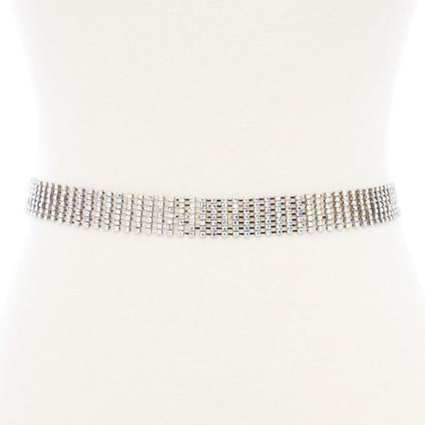 7 RHINESTONE LINE CLASSIC WAIST METAL BELLY CHAIN BELT