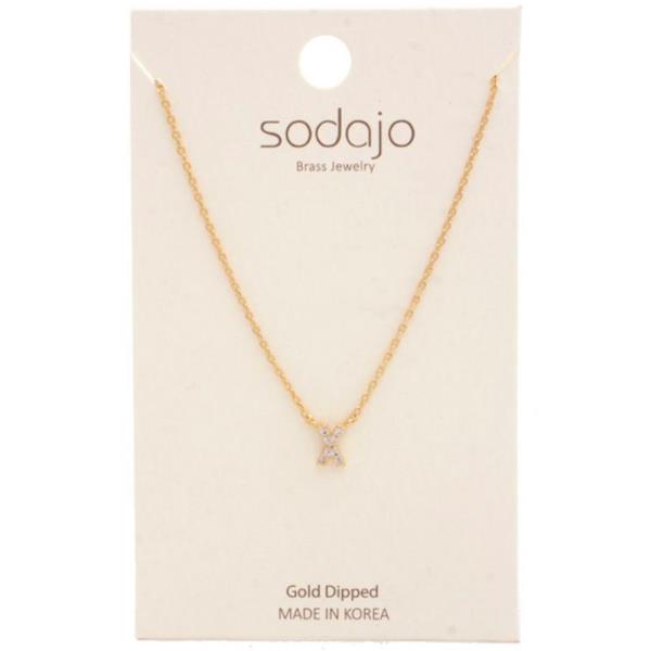 SODAJO RHINESTONE INITIAL PENDANT NECKLACE