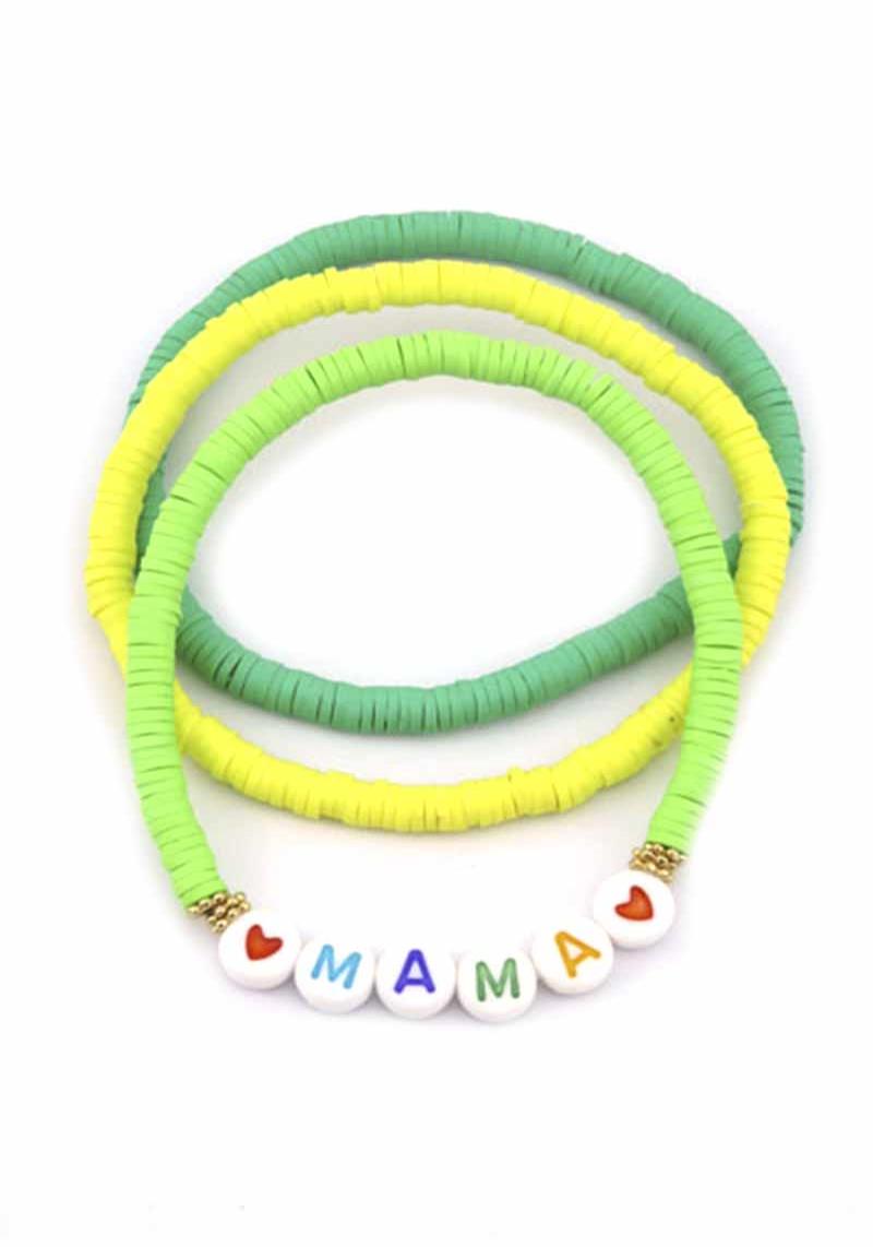 RUBBER DISC BEAD MAMA MOTHER`S DAY STRETCH BRACELET