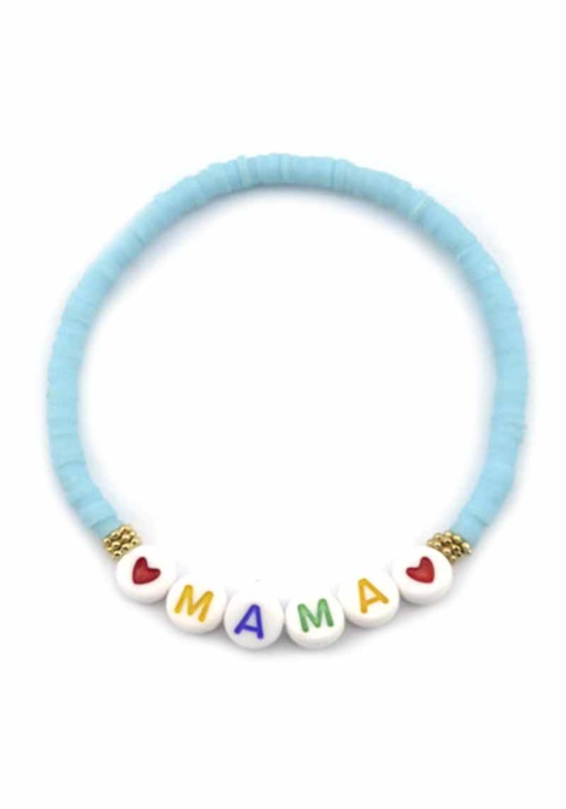 RUBBER DISC BEAD MAMA MOTHER`S DAY STRETCH BRACELET