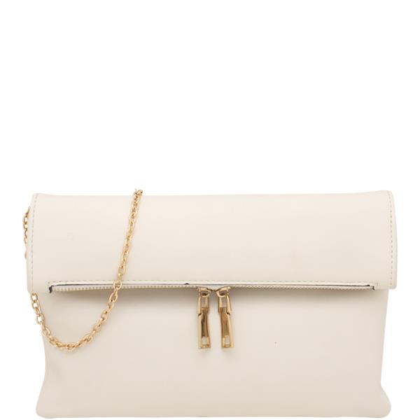 SMOOTH FLAP ZIPPER CROSSBODY CLUTCH BAG