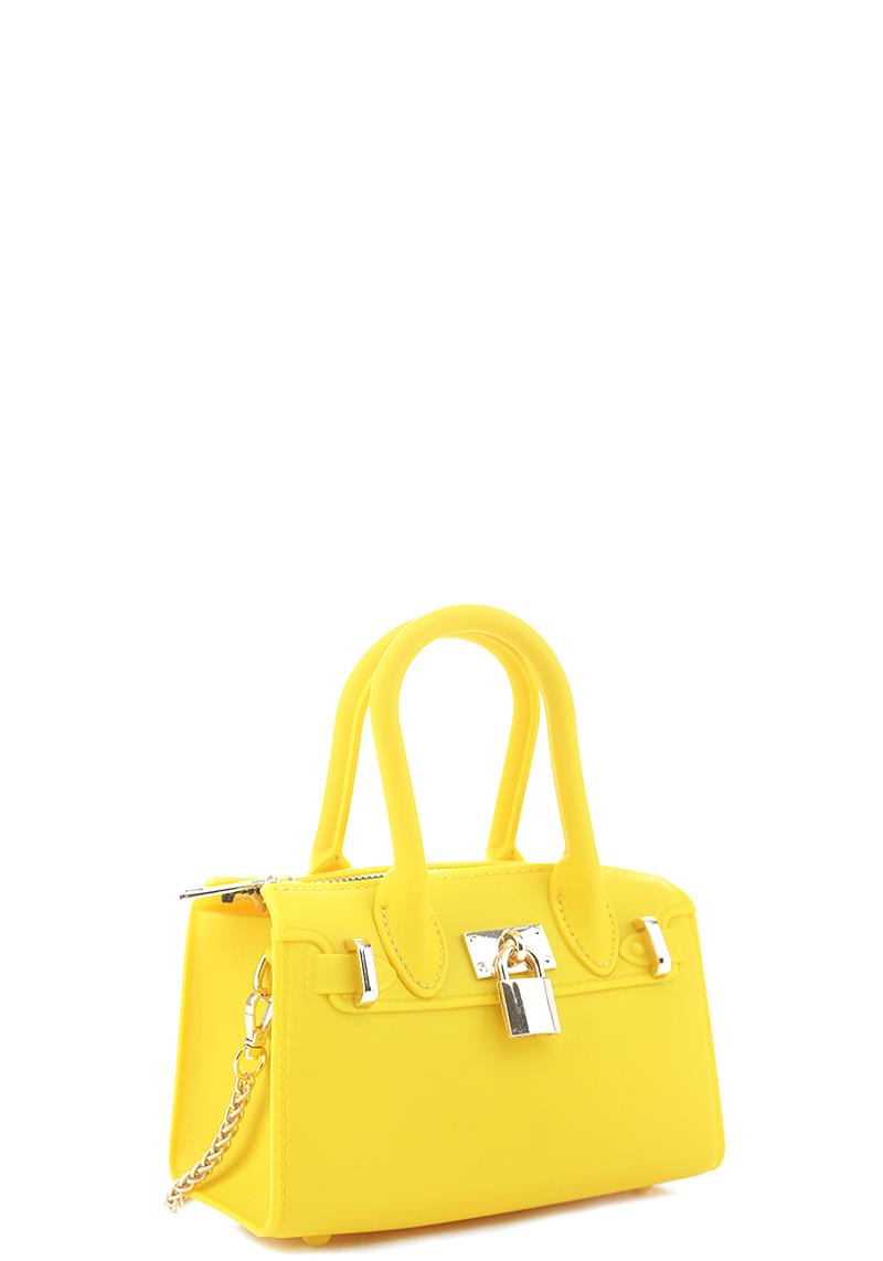 FASHION JELLY MINI KEY LOCK CHAIN HANDLE TOTE BAG