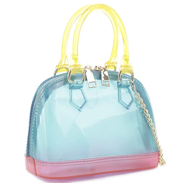 FASHION MULTI TONE JELLY CLEAR OVAL HANDLE TOTE BAG