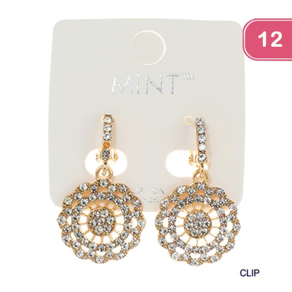 FASHION RHINESTONE DANGLE EARRING (12 UNITS)