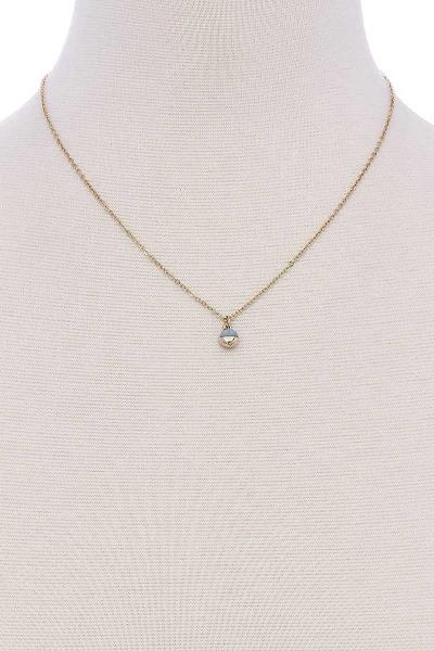 ROUND METAL NATURAL STONE DAINTY NECKLACE