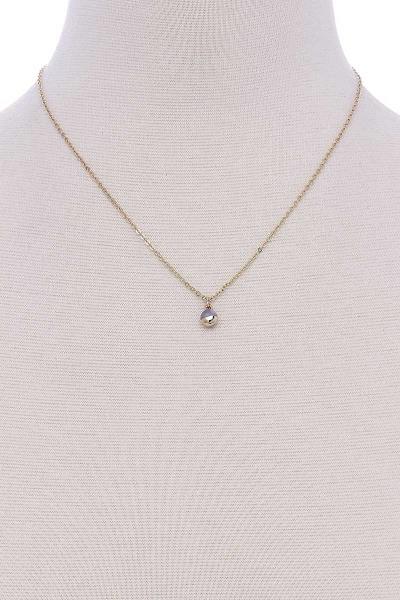 ROUND METAL NATURAL STONE DAINTY NECKLACE