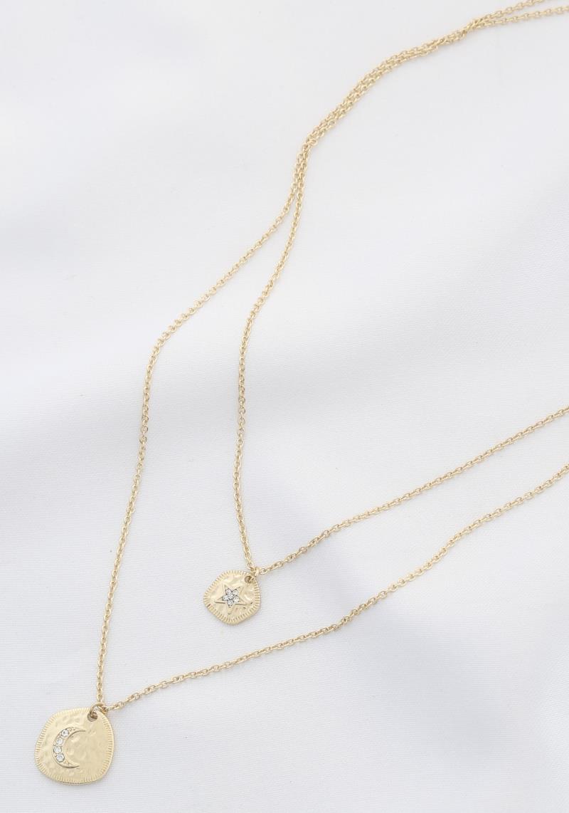 MOON STAR COIN LAYERED NECKLACE
