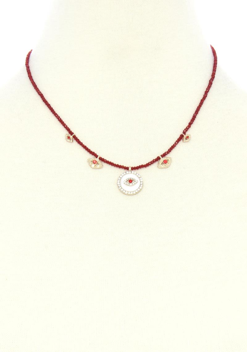 DAINTY EYE CHARM BEADED NECKLACE