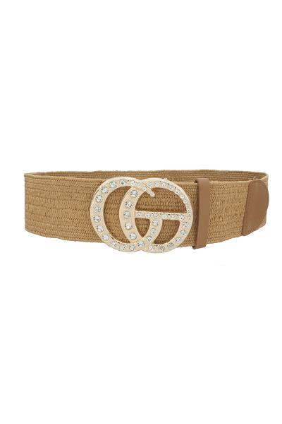 RHINESTONE GO BUCKLE WITH ELASTIC STRAW