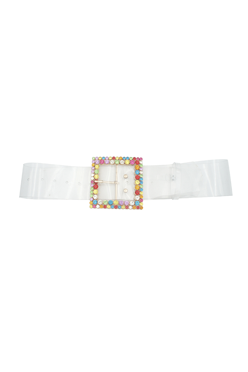 SQUARE MULTI RHINESTONE BUCKLE BELT