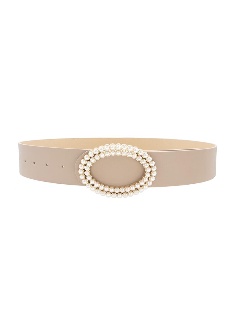 OVAL DOUBLE PEARL BUCKLE BELT