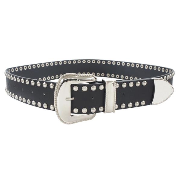 SIMPLE WESTERN BELT WITH SILVER ROUND STUDS