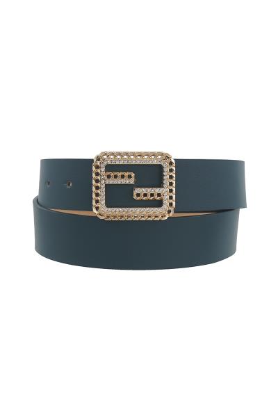 FF BUCKLE WITH CHAIN AND RHINESTONE TRIM DESIGN BELT