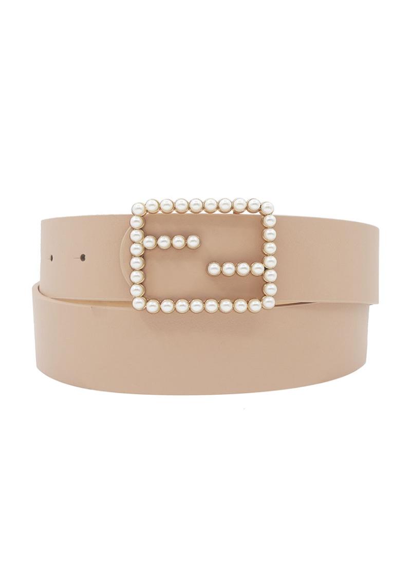 CENTER BAR SQUARE PEARL BUCKLE BELT