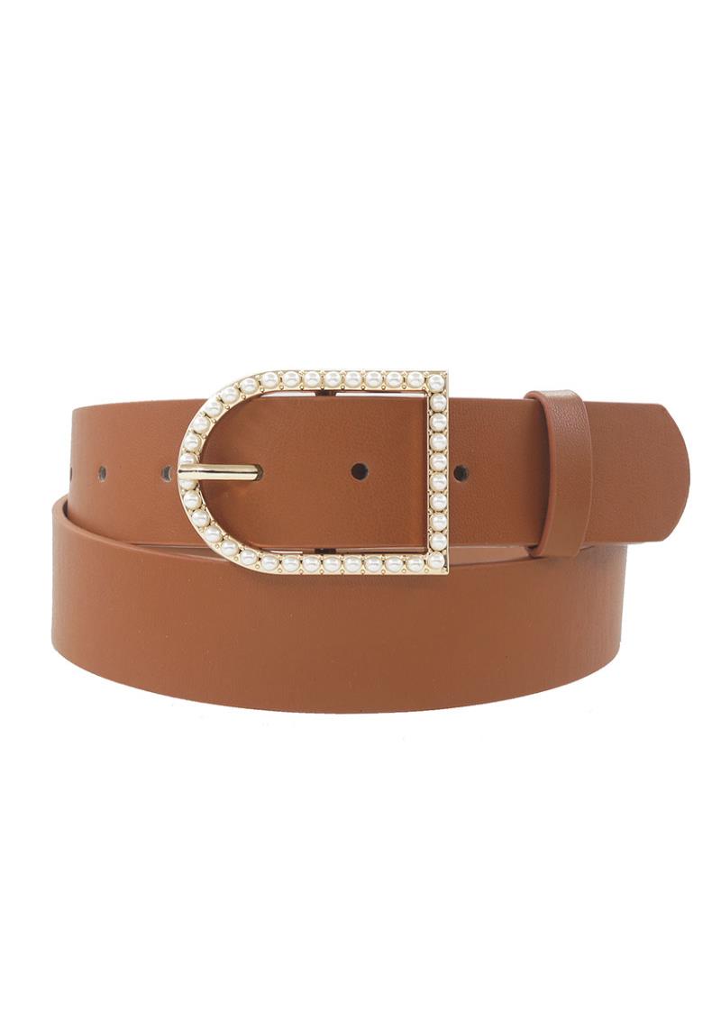 PEARL EMBELLISHED D SHAPED BUCKLE BELT