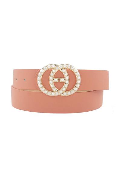 TRENDY PEARL ACCENT BUCKLE BELT