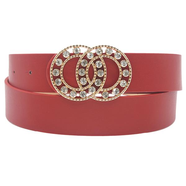 DOUBLE CIRCLE RHINESTONE BUCKLE BELT