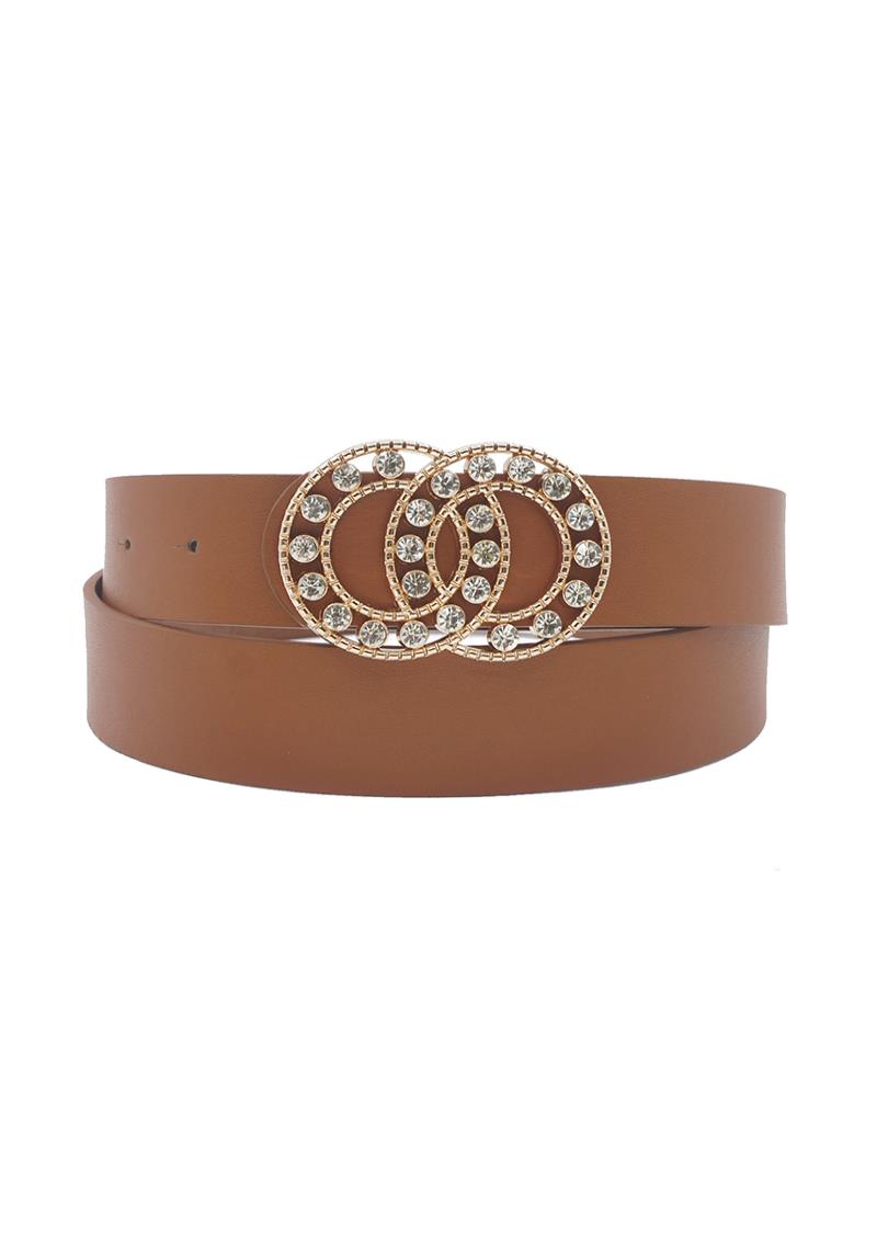 DOUBLE CIRCLE RHINESTONE BUCKLE BELT