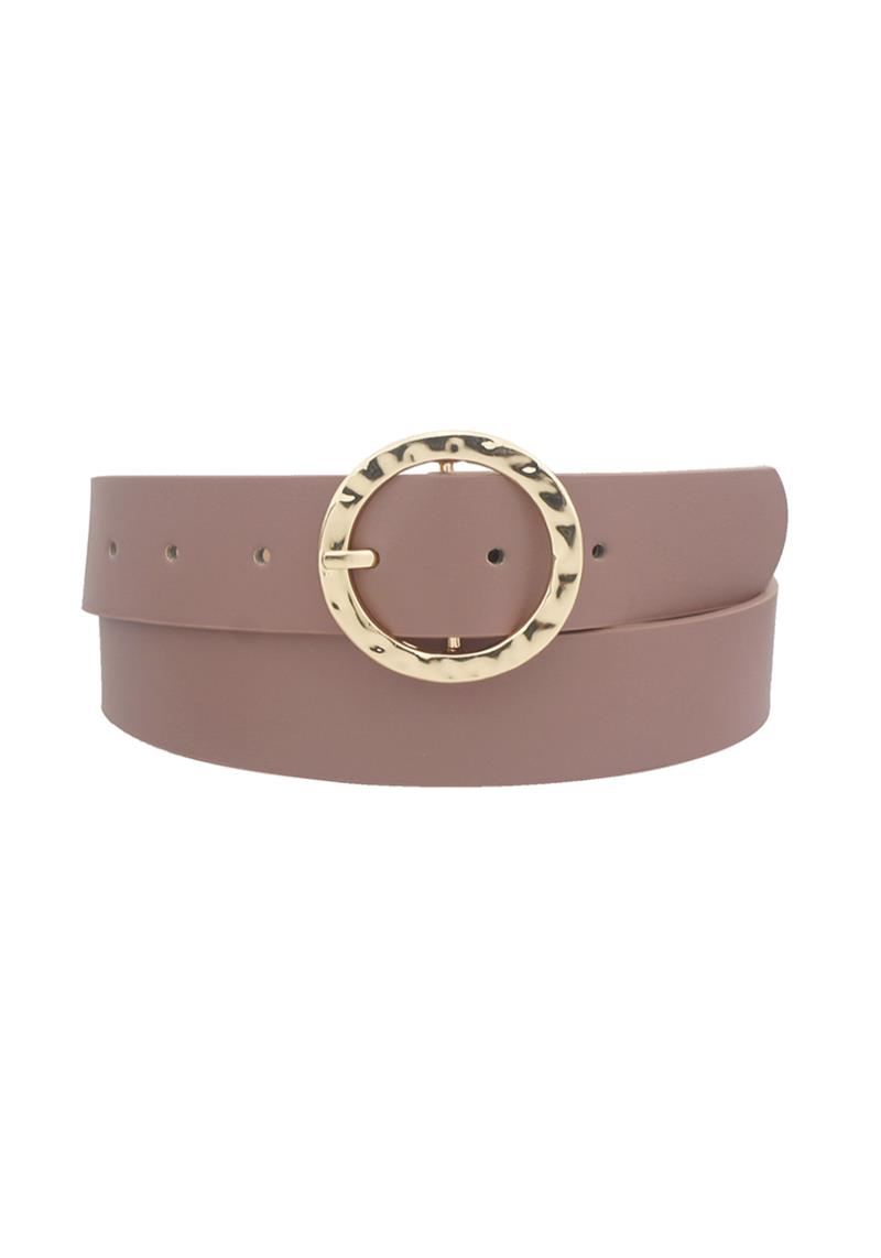 ORGANIC POUNDED TEXTURED CIRCLE BUCKLE BELT